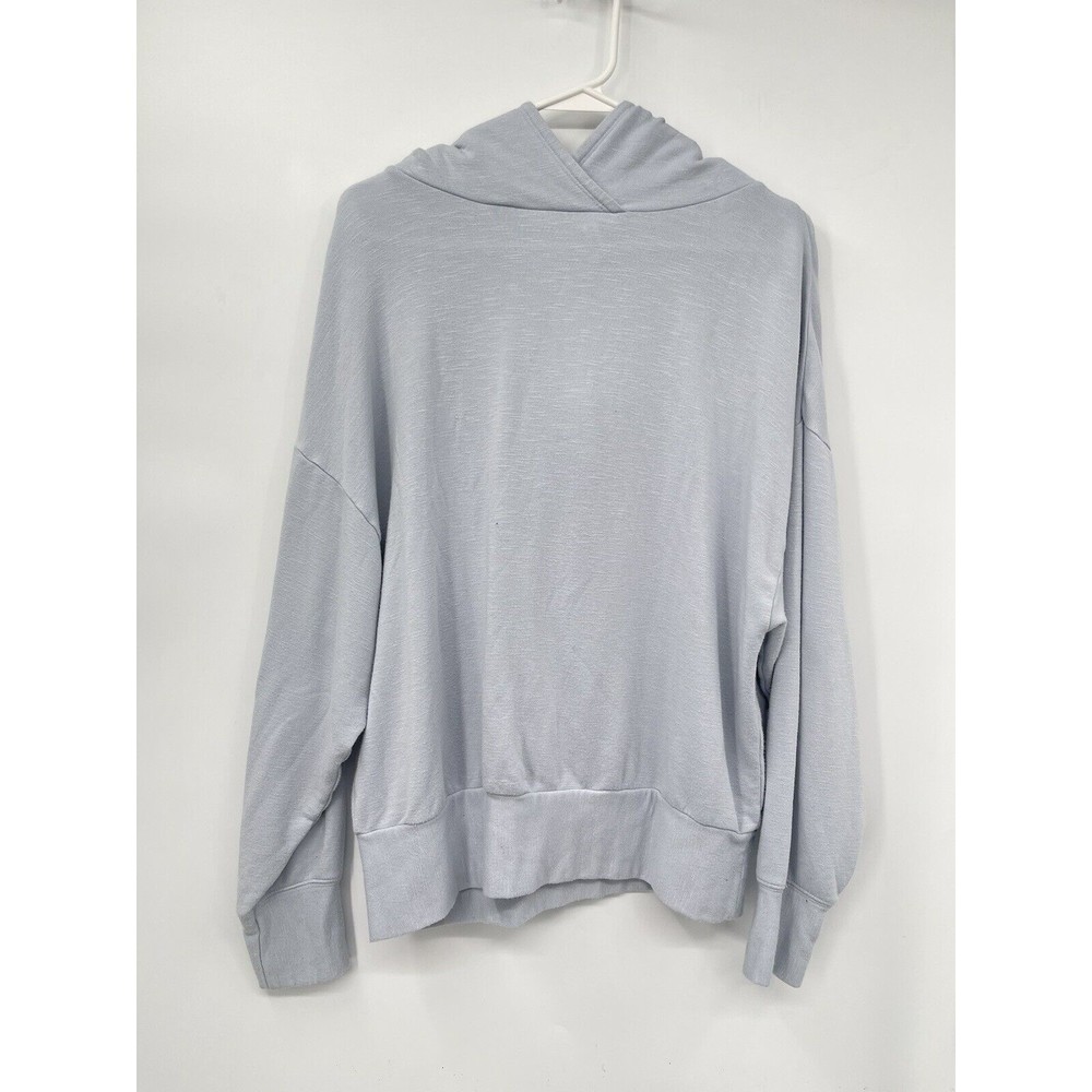 Fabletics Small Hoodie Women Light Blue Slub Knit Crossover Neck LS2044882-1335